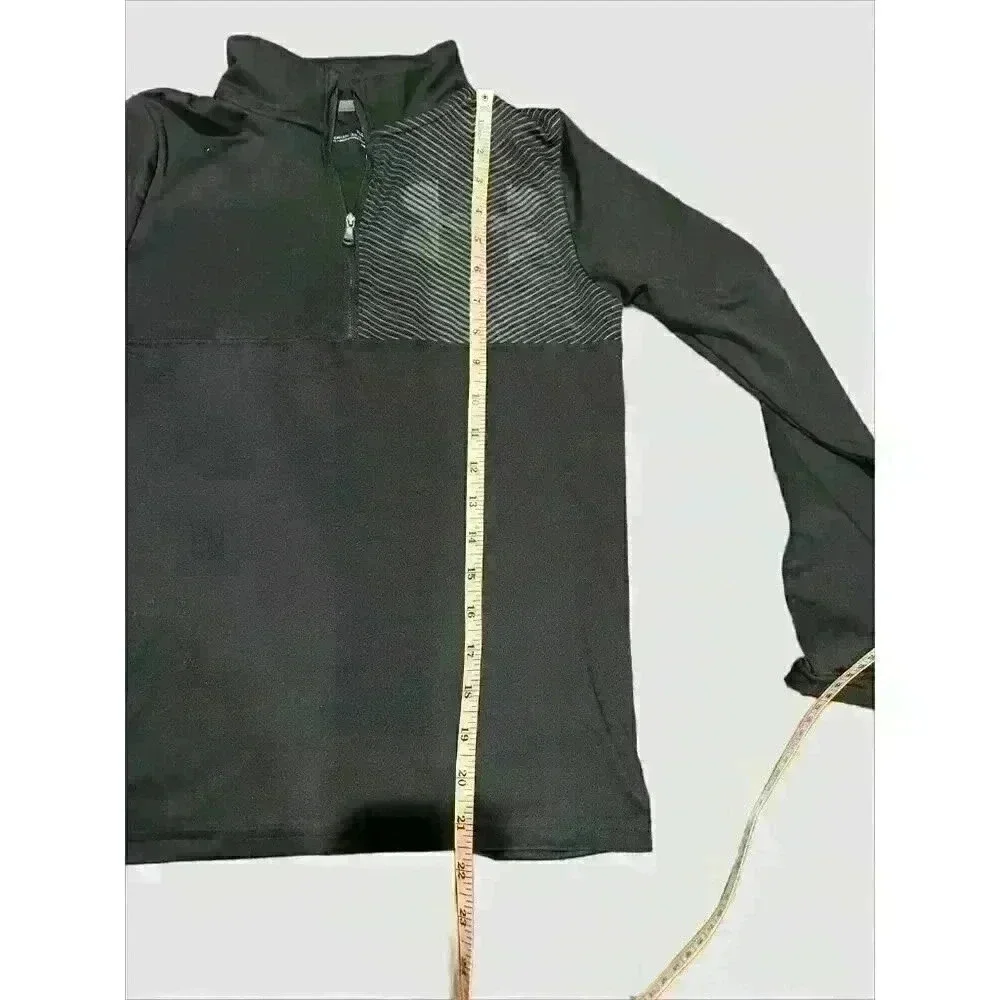 Under Amour Heat Gear 1/4 Zip Pullover Sweatshirt Youth Size L Black Unisex